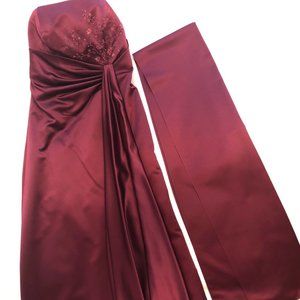 David's Bridal Satin Strapless Empire Gown